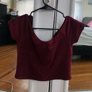 Faux Suede off-the-shoulder crop top
